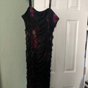 Torrid Black and Pink Ruched Dress